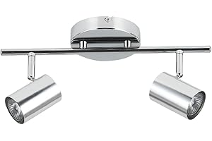 Xtricity Chrome LED Track Lighting Kit with GU10 Bulb Base, 2 Heads, 90 Degrees Rotatable, for Kitchen, Dining Room, Office a