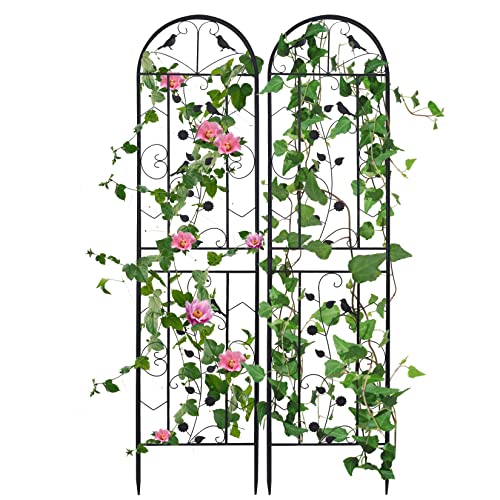medla Metal Garden Trellis Panels: 2 Pack 187.5 cm Tall Plant Climbing Fencing Screening Barrier Outdoor Lawn Edging Border for Climbing Plants Potted Vines Vegetables Flowers Backyard Patio