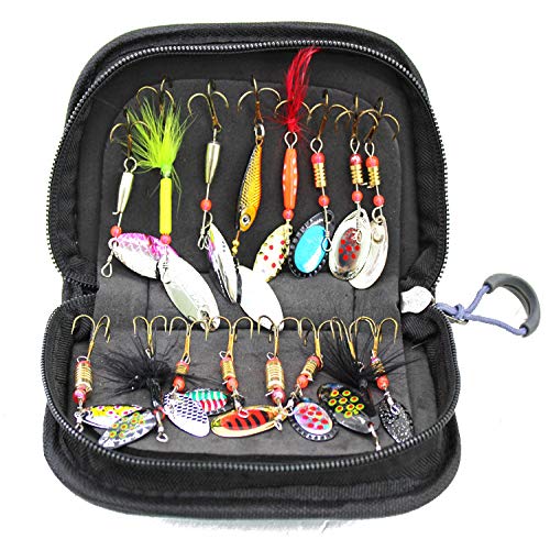 xiangen Sequin Spoon Fishing Bait Carp Flashing Hard Bait Single Hook Outdoor Fishing Hook Sequins Hard Bait Feather Road Lure High Carbon Steel Soft Bait Jumping Hook (2Pcs) 15.59.54.5Cm