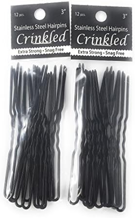 U-shaped Hair Pins - Crinkle, 3in (2 packs, Black)