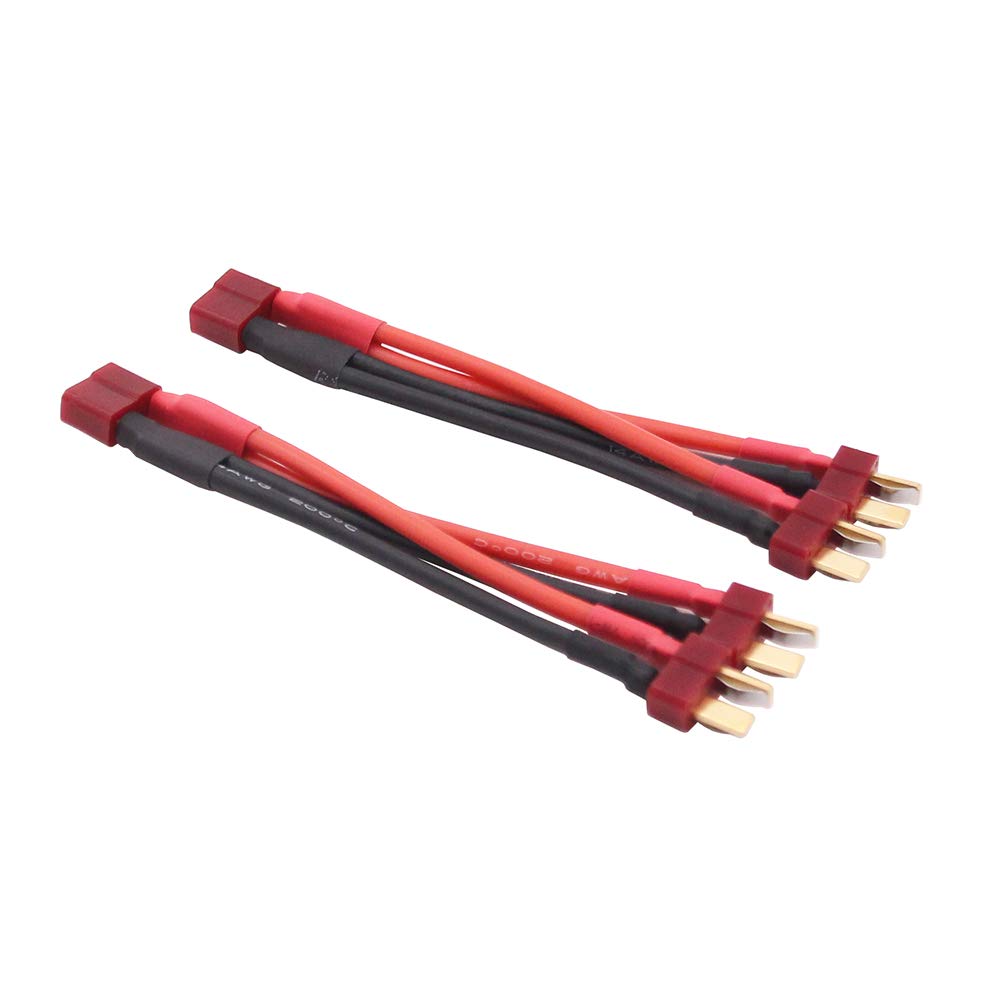 OliYin 2pcs Deans 2-Male to 1-Female Parallel Adapter Wire Cable 14awg 3.93inch for RC LiPO Battery(pack of 2)