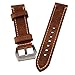 szzijia 22mm Black Brown Genuine Leather Watchband Wristwatch Watch Band Stainless Buckle