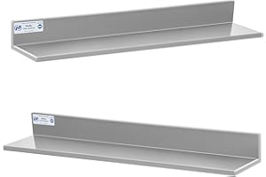 HALLY SINKS & TABLES H Hally Stainless Steel Wall Shelf 8.6 x 30 Inches 58 lb, NSF Commercial Heavy Duty Wall Mount Floating Shelving for Restaurant, Kitchen, Home, Hotel and Bar, 2 Pack