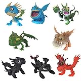 How To Train Your Dragon 8pcs/set PVC Action Figures Toy Doll Night Fury Toothless Anime Movie Dragon Figure Set