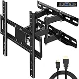 Everstone TV Wall Mount Fit for Most 26"-60" TVs Heavy Duty Dual Arm Articulating Full Motion Tilt Swivel 14" Extension Bracket,LED,LCD,OLED&Plasma Flat Screen TV,Curved TV,Up to VESA 400mm,HDMI Cable