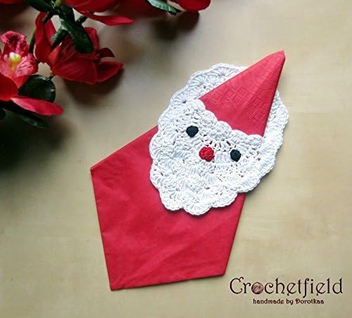 Santa Claus Christmas crochet napkin rings, set of 3, 6, 9, 12, crochet decor, Home decor, Table decor,