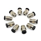 Witbot PC4-M10 Male Straight Pneumatic PTFE Tube Push In Quick Fitting Connector for E3D-V6 Long-Distance Bowden Extruder 3D Printer (Pack of 10pcs)