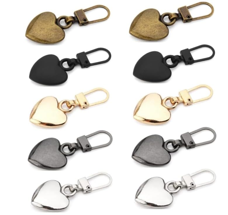 Photo 1 of 10Pcs Multicolor Heart Shaped Zipper Pull Replacement Metal Zipper Backpack Zippers Mend Fixer Repair for Coats Jackets Pants Luggage, Garage Storage, Fasteners, Storage Racks