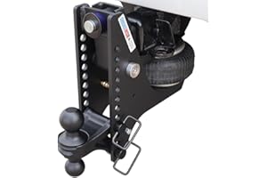 SHOCKER HITCH Shocker HD Max Black Super Drop Air Hitch Fits 2-1/2" Hitch, has Black Combo 2" & 2-5/16" Balls - 20,000 lbs GTW