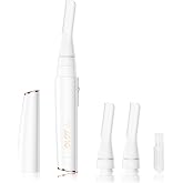 OLOV slim Facial Hair Removal for Women, Painless Eyebrow Trimmer with Pivoting Head, Electric Battery Operated Body Hair Remover with 2 Replaceable Blade for Face Neck Chin Bikini, White