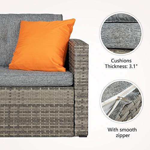 image for mecor 4PC Patio Furniture Set, Wicker Outdoor Furniture Sectional Cush