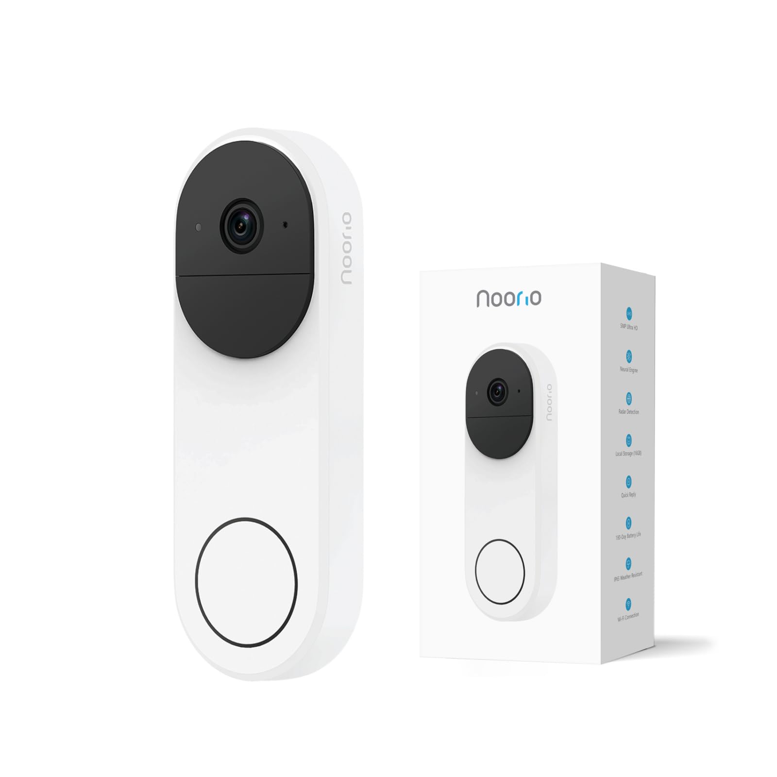 Photo 1 of Noorio D110 5MP Doorbell Camera Wireless No Subscription, 16GB Local Storage, Color Night Vision, Video Doorbell, Work with Alexa, Motion and Chime, App Alert, Two-Way Talk, IP65, Battery Powered