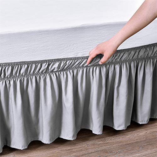 Queen/King Wrap Around Bed Skirts, 18 Inch Drop Ruffled Bed Skirt with