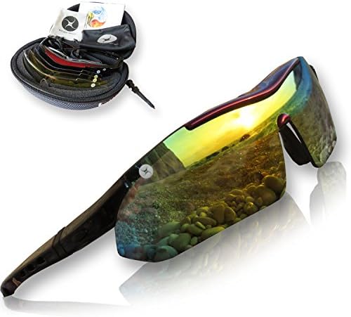 Sports Sunglasses for Men and Women with Large Faces โ Professional Glasses with Polarized, Interchangeable Lenses for Cycling, Running and Driving