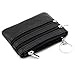 DEEZOMO Women's Top Grain Cowhide Leather Card Case Wallet / Coin Change Purse with Key Ring - Black