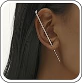 Yheakne Vintage Crystal Ear Wrap Crawler Hook Earrings Long Rhinestone Ear Cuff Wrap Earrings Silver Cz Ear Cuff Hook Earrings Cz Crystal Ear Pin Crawler Earrings Jewelry for Women