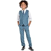 Marvelous Kids Boys' 6-Piece Formal Slim Fit Suit Set, Vest, Pants, Dress Shirt, Tie, Pocket Square, and Bow Tie