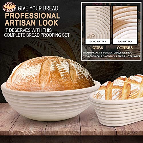 Bread Proofing Basket Set 9.6 Inch Oval & 10 Inch Round