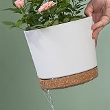 ZMTECH 16.5cm Plant Pots Set of 2 White Plastic Planters with Drainage Holes view 4