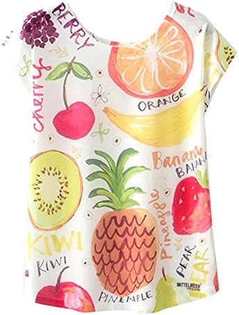 Amy Babe Women's Summer Causal Graphic Tropical Fruits Printed Drop Sleeve Loose Tee T Shirt Tops
