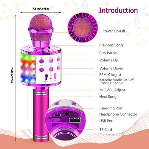 Wireless Bluetooth Karaoke Microphone, 4 in 1 Magic Sound Portable