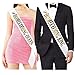 Homecoming King and Queen Sashes - Prom Sashes, White with Gold Print