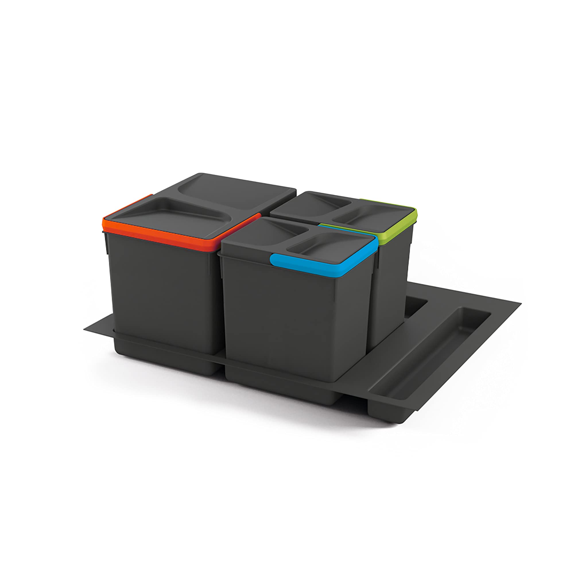 Emuca - Waste bins for drawer system, waste sorting bin with cut-out base, set of bins height 216mm with 60cm base