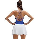 SUUKSESS V Neck Padded Longline Sports Bras Workout Open Back Tank Tops