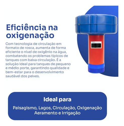 Aerador Chafariz 1.5cv 1.1kw Piscicultura Potente Oxigenio Bomba Lago Agua Peixes Tanque Oxigenador 15 Metros Fio