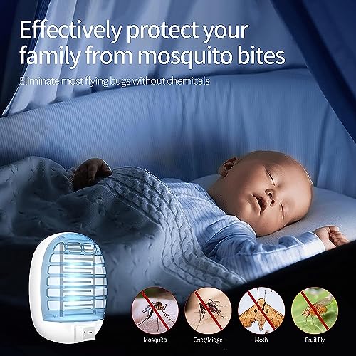Bug Zapper Indoor, 2 Pack Mosquito Killer Lamp Electric Fly Insect Gnat Trap Led Night Light for Living Room Bedroom Home Kitchen Office (Cyan)