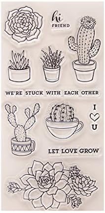 CUTEQ Cactus Flower Transparent Clear Stamp Cling Seal DIY Silicone Scrapbook Embossing For Card Making Decorations Album Decoration Craft