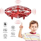 WEW Flying Toy Drones for Kids Gifts, Hand Operated Mini Drone Helicopter, Upgrade 6 Magical Sensors Levitation UFO Drone Gift Kids Toys for Boys and Girls - Red