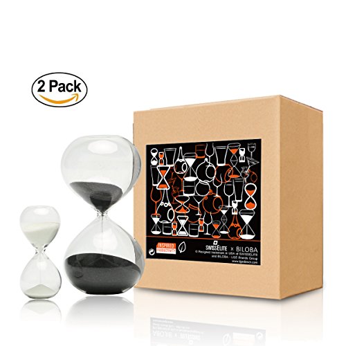 SWISSELITE Hourglass Sand Timers - Biloba Glass Timers ï¼ˆ30 minute + 5 minute Setï¼‰, 4 Hourglass Timers Choices For Home & office decoration