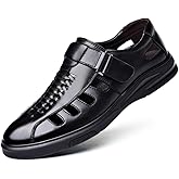 UIKGITP Men's Summer Working Business Dress Sandals Huaraches para Hombres Fisherman Synthetic Leather Walking Office Breathable Oxfords