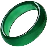 GIGB PBDK Natural Crystal Green Jade Ring for Woman Men,Minimalist Good Luck Ring Green Jade Rings Fengshui Cinnabar thumb Rings Valentine's Day Birthday jewelry