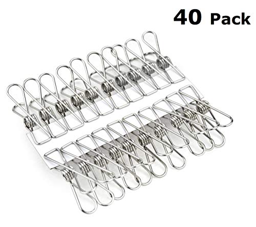 KESOL Clothes Pins, 2.5" Heavy Duty Stainless Steel Wire, Multi-Purpose Utility Clips Clothespin Clothesline Clip for Home/Office - 40 Pack - Thumbnail 3