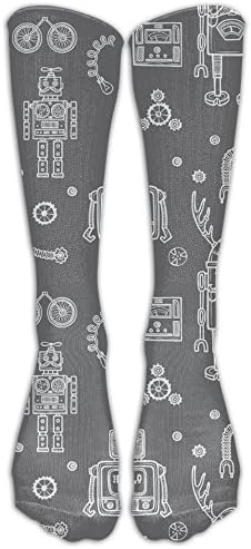 Hello Robots Crew Socks Causal Socks Compression Socks High Socks Crazy Socks For Running,Athletic,Edema,Travel,Nursing.
