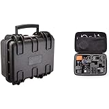 Amazon Basics Small Hard Camera Carrying Case - 12 x 11 x 6 Inches, Black & Large Carrying Case for GoPro and Accessories - 1