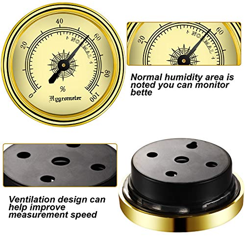 2 Pieces Analog Cigar Hygrometer Round Humidor Humidifier for Monitoring Humidity and Humidor Moisturizing Cigar Accessories - Thumbnail 2