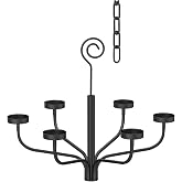 Smtyle Black Outdoor Chandelier for Gazebo Set of 6 Tealight Candle Metal Wall Sconce for Hanging Decoration