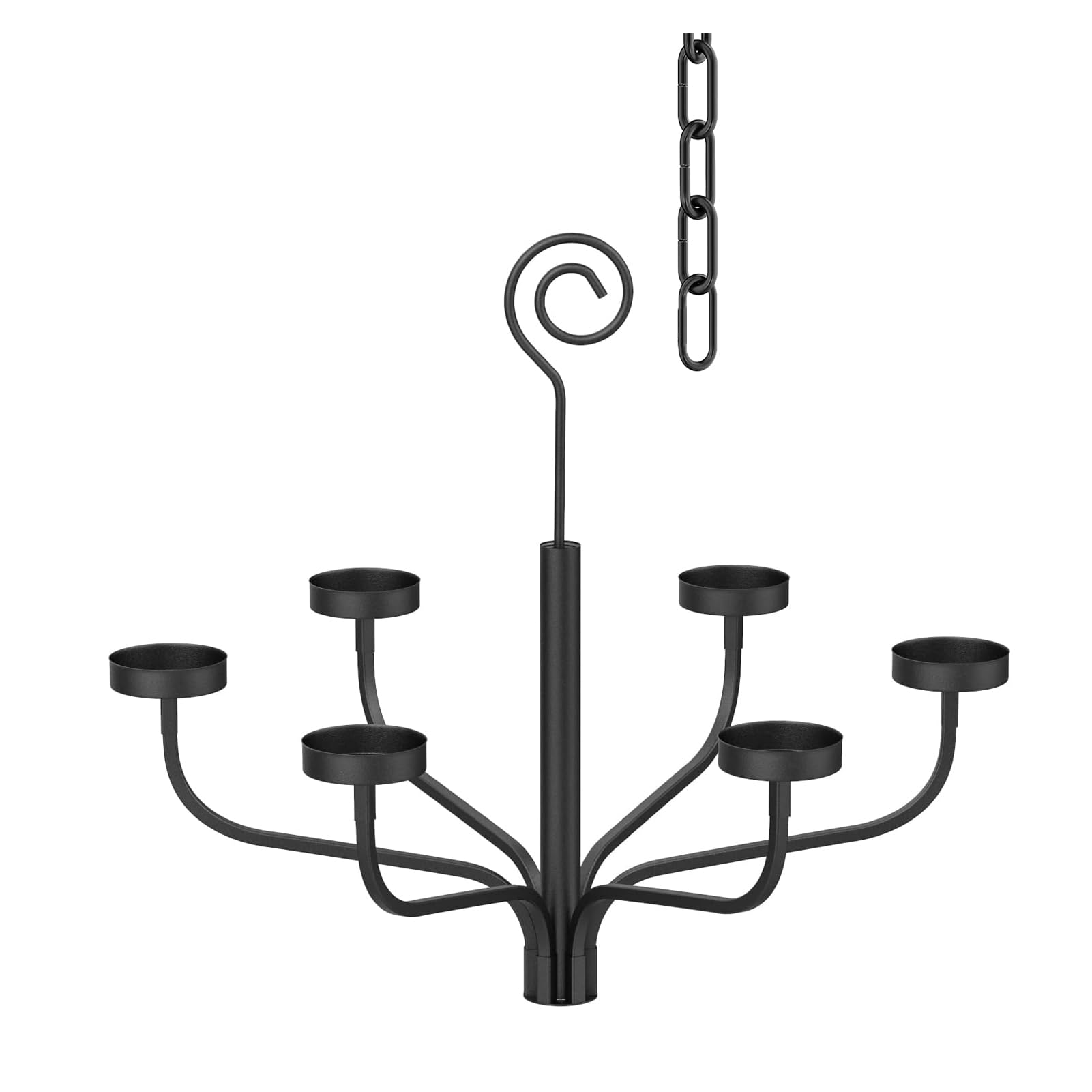 smtyle Black Outdoor Chandelier for Gazebo Set of 6 Tealight Candle Metal Wall Sconce for Hanging Decoration
