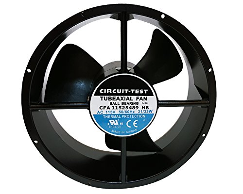 Circuit-Test 115VAC Industrial Cooling Fan 254 x 89mm- 550CFM with Push Terminals, Ball Bearings, Die Cast Aluminum Frame