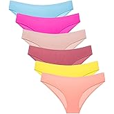COSOMALL 6 Pack Women's Invisible Seamless Bikini Underwear Half Back Coverage Panties