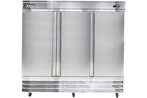 Xiltek 81" Commercial Three Door Freezer, All Stainless Steel, 72 cu.ft Reach-in Freezer for Restaurant, Bar, Shop, Food
