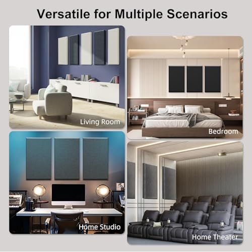 CLOCELL 4 PCS Acoustic Panels, 2“ Thick 23.6" x 11.8" Fiberglass Sound Proof Wall Panels, Soundproof Wall Panels Exquisite Sound Panels, Self-Adhesive Acoustic Panels for Studios Office Home Theater