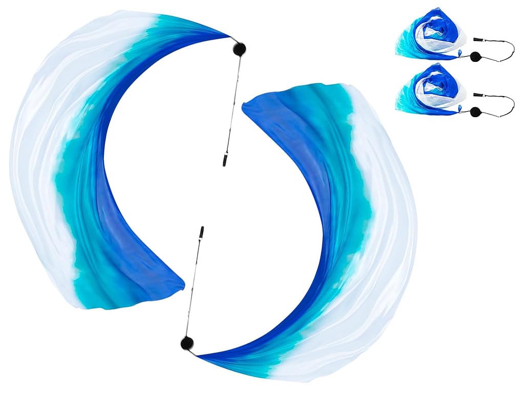 Anlising 2PCS Dance Silk Veil Poi, Silk Poi Throwing Balls, Belly Dance Colorful Veil Poi, Silk Belly Dance Ball, silk Veil with Poi Ball, Suitable for Dance Performances and Practice