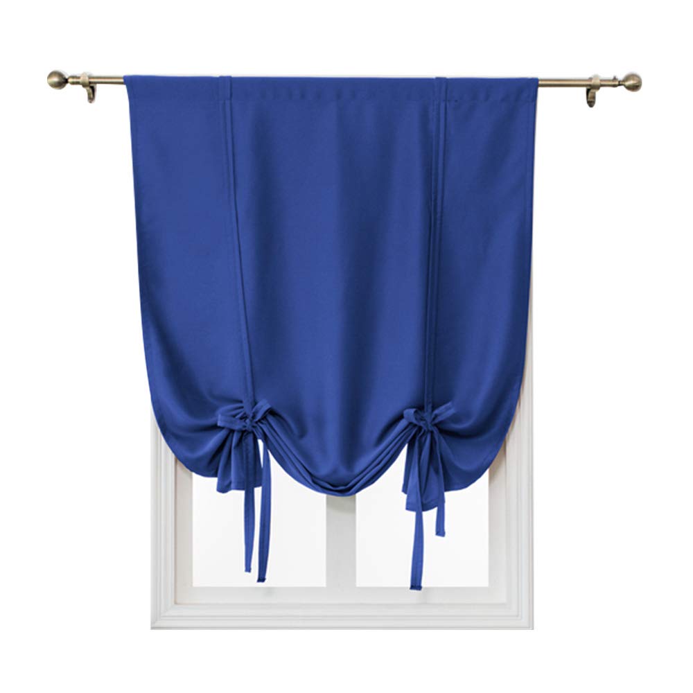 ele ELEOPTION Tie-Up Simple Blackout Curtain, Rod Pocket Thermal Insulated Room Darkening Roman Shade for Bedroom Living Room Kitchen Small Window (Dark Blue, 100x120cm)