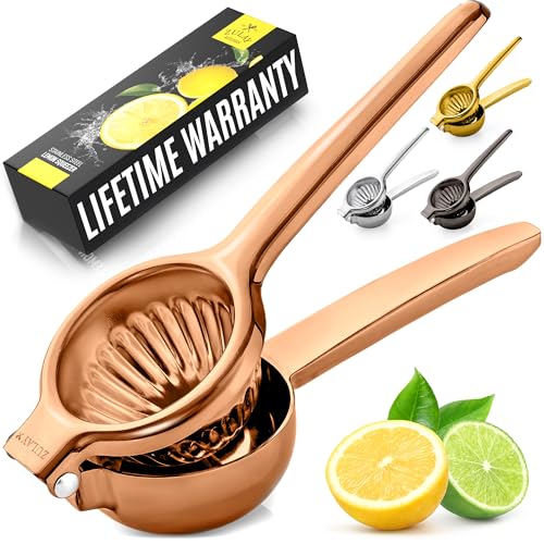 Zulay Kitchen Lemon Squeezer Stainless Steel - Premium Quality, Heavy Duty Solid Metal Squeezer Bowl - Large Manual Citrus Press Juicer and Lime Squeezer Stainless Steel - Rose Gold