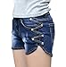 Govc Women Casual Summer Mid Waist Stretchy Denim Jean Shorts Junior Short Jeans(Blue,M)