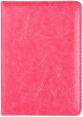 HIRIRI Men Women Passport Holder Protector Wallet Business Card Soft Passport Cover Coin Bag (Coffee) (Hot Pink)